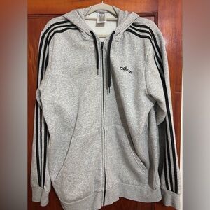 Adidas Gray and Black Zip-Up Sweater